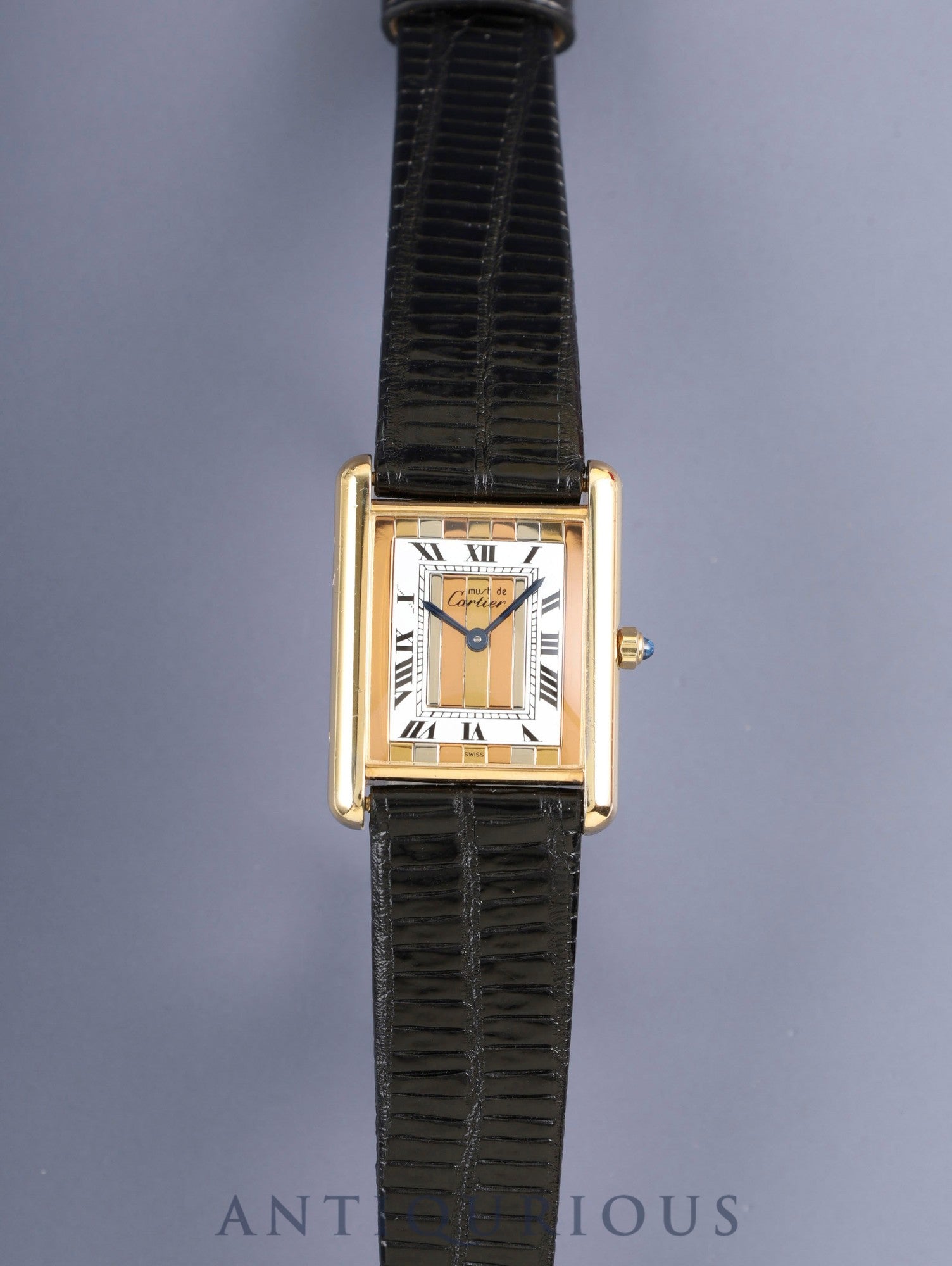 カルティエ マストタンク LM 6 81006 クォーツ SV925 革 純正ピンバックル（GP）フロントトリニティ文字盤（SWISS表記）箱 冊子 保証書（1995年）カルティエブティックにてコンプリートサービス済み