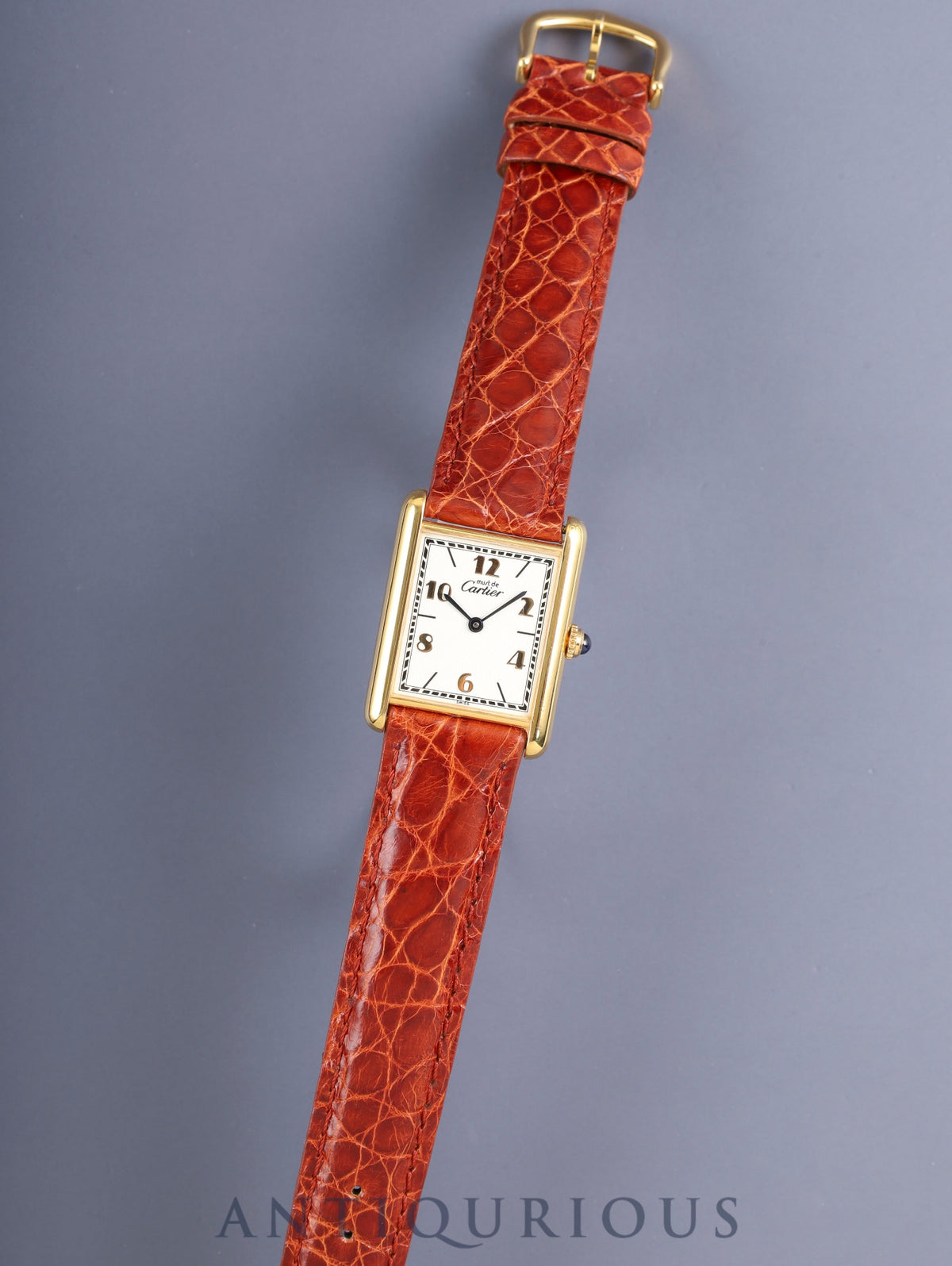 Cartier Must Tank LM 590005 Quartz Cal.90 SV925 Leather Genuine Pin Buckle (GP) Arabic Dial (SWISS marking) Overhauled Polished
