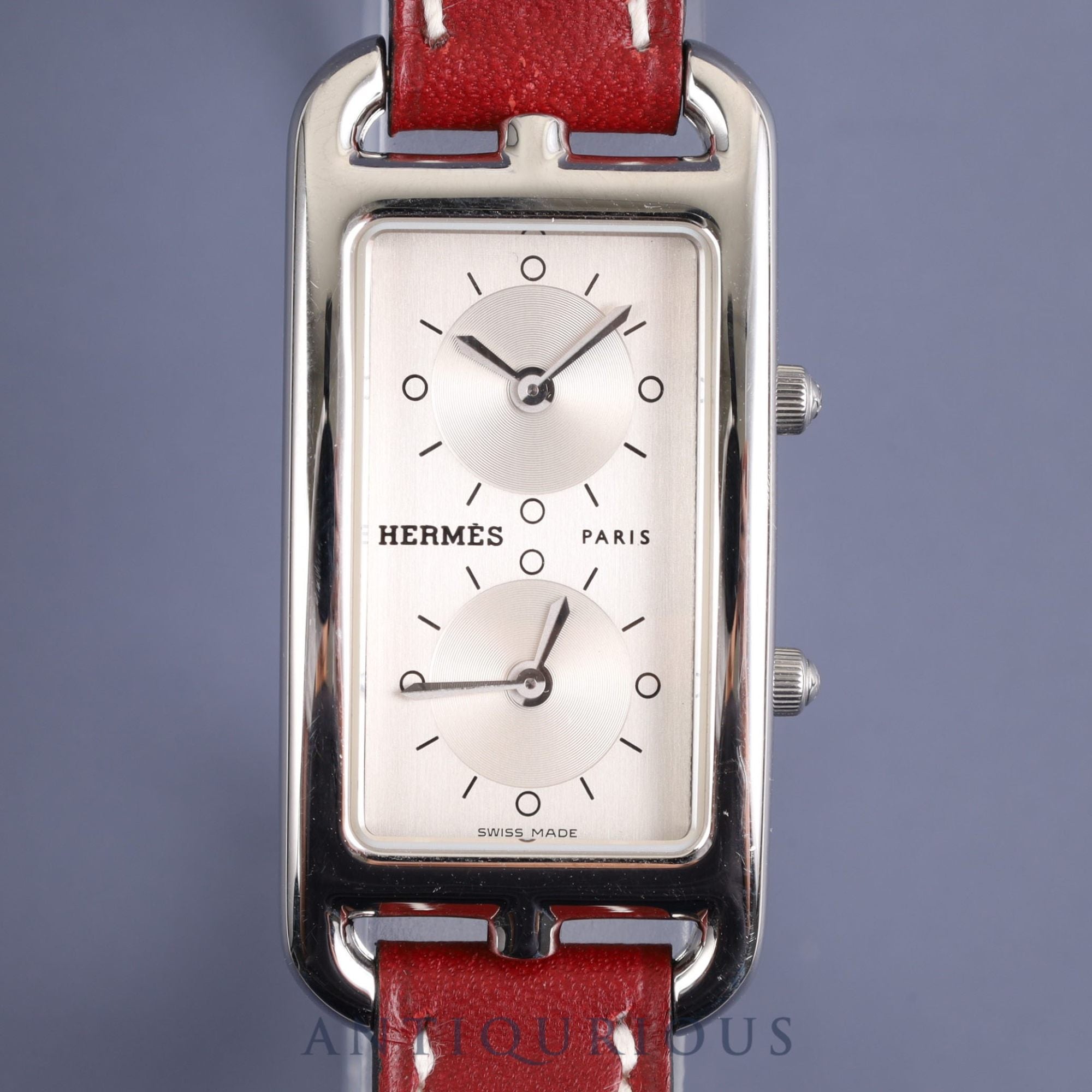 HERMES CAPE COD DO TONNEAU CC3-210 Quartz Cal.ETA E01001 SS Leather Genuine Leather Strap Genuine Buckle (SS) Silver Dial 2004 Overhauled