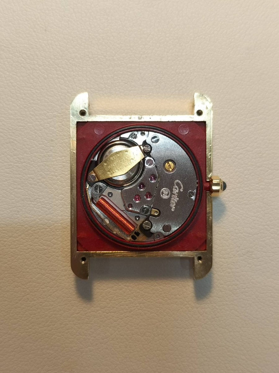 カルティエ マストタンク LM 6 81006 クォーツ Cal.81 SV925 純正尾錠（GP）シルバー飛びローマン文字盤 1982年頃～1995年頃 箱 オーバーホール済み