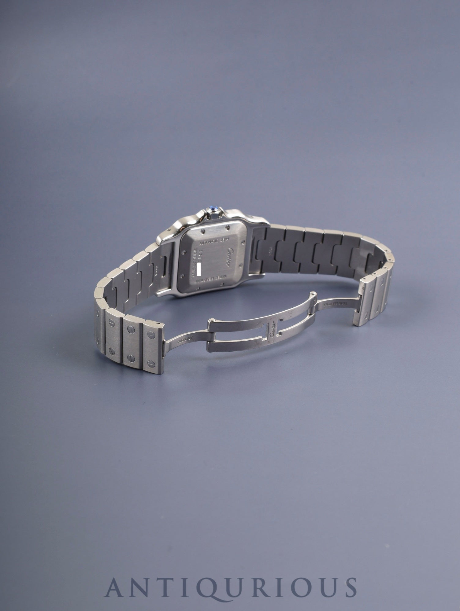 Cartier Santos Galbee LM 2319 Automatic Stainless Steel Watch with Silver Guilloche Dial, Box, Booklet, Warranty Card, Complete Serviced at a Cartier Boutique