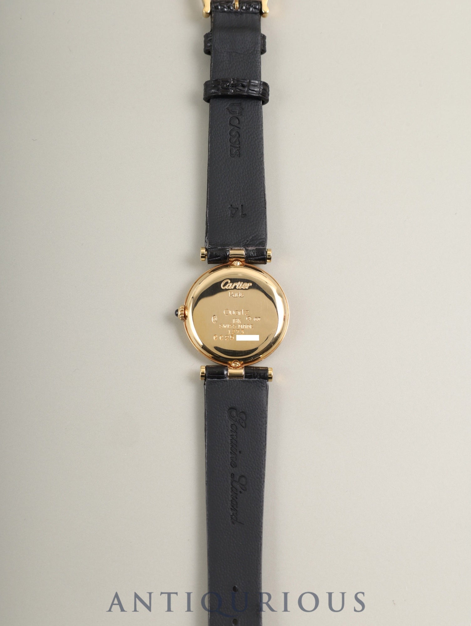 カルティエ ヴァンドーム ルイ カルティエ VLC SM W1523656 / 1273 クォーツ Cal.81 750YG 革 純正ピンバックル（750YG）ブラック2点ローマン文字盤（SWISS表記） オーバーホール済み