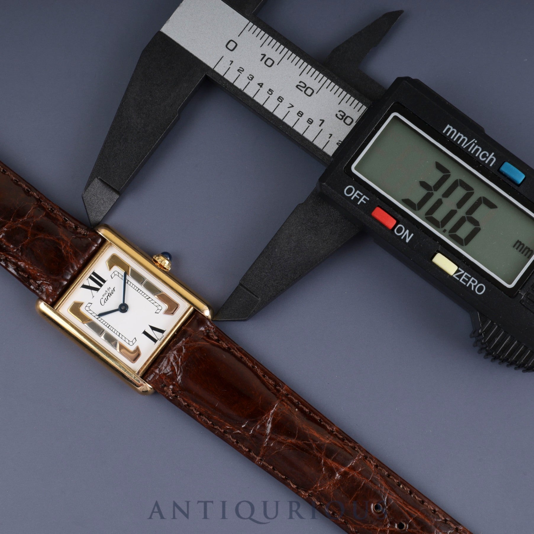 Cartier Must Tank LM 590005 Quartz Cal.90 SV925 Leather Genuine Buckle (GP) Trinity Dial Overhauled