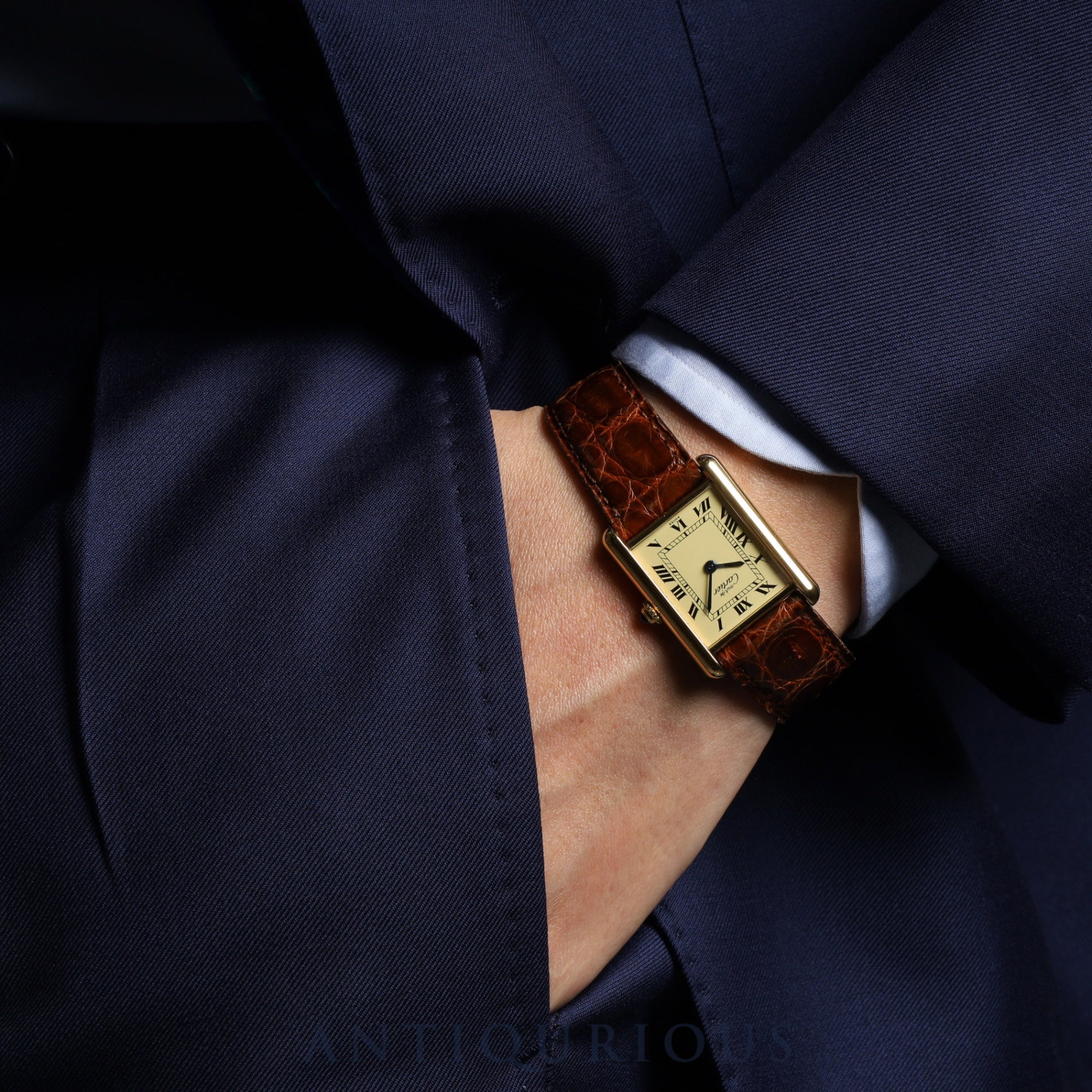 Cartier Must Tank LM 590005 Quartz Cal.90 SV925 Genuine leather strap Genuine buckle (GP) Ivory Roman dial Warranty (1989) Overhauled