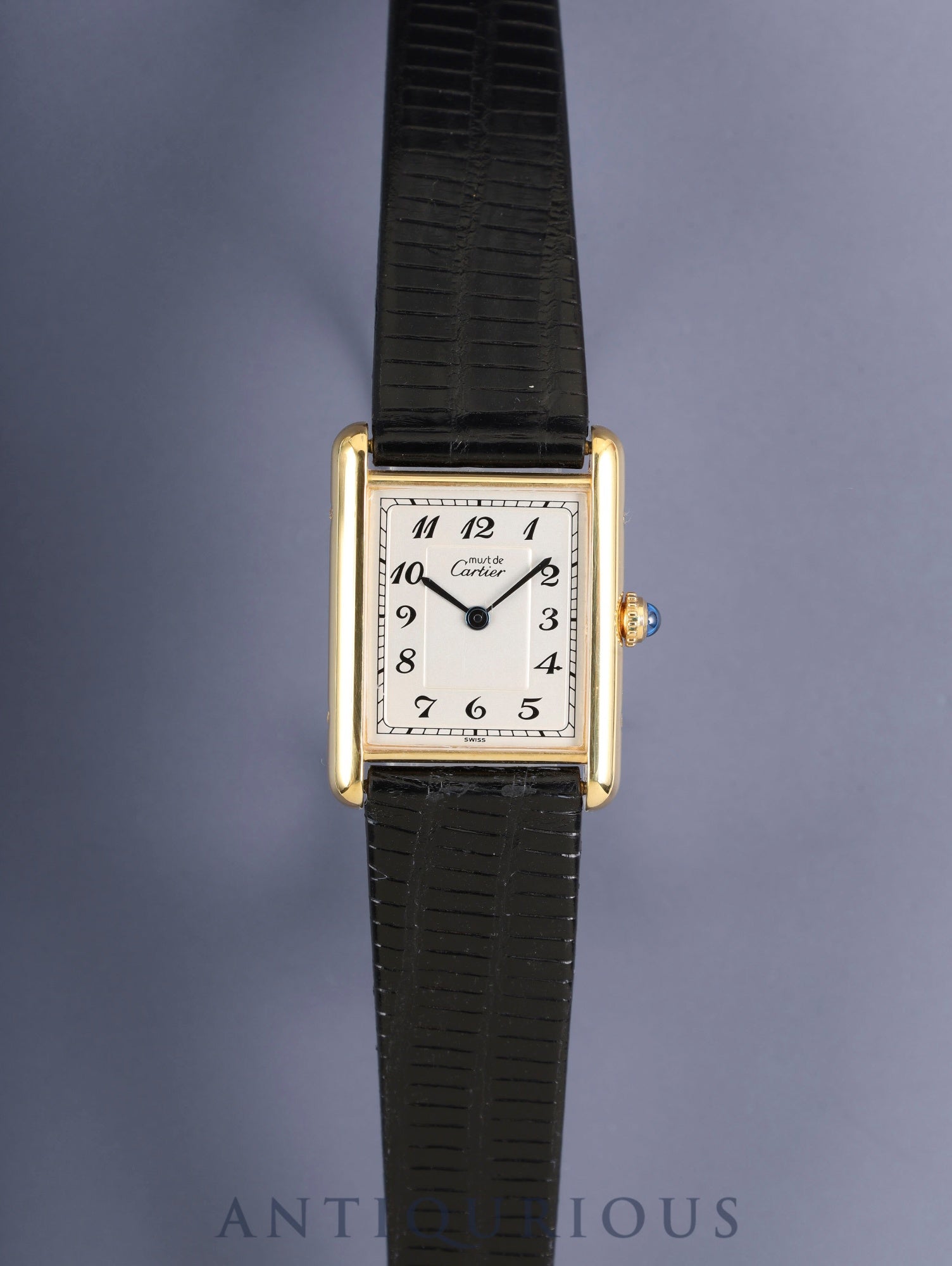 Cartier Must Tank LM 590005 Quartz Cal.690 SV925 Leather Genuine Pin Buckle (GP) Arabic Dial (SWISS marking) Overhauled Polished