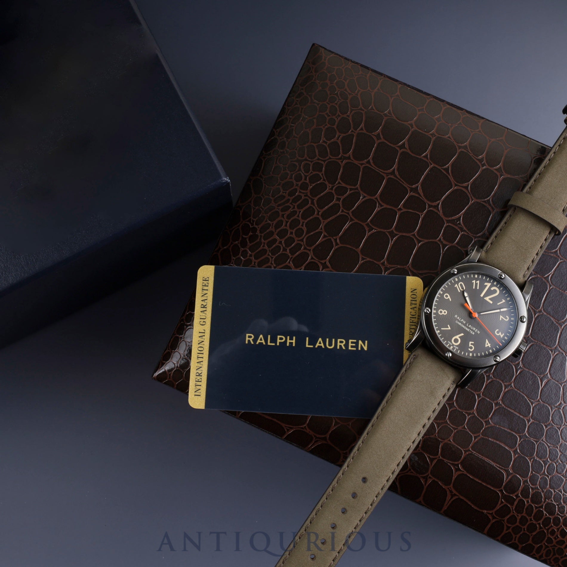 Ralph Lauren Safari Chronometer R0250900 Automatic SS Leather Genuine Buckle (SS) Black Dial Box Booklet Warranty (2014) Overhauled