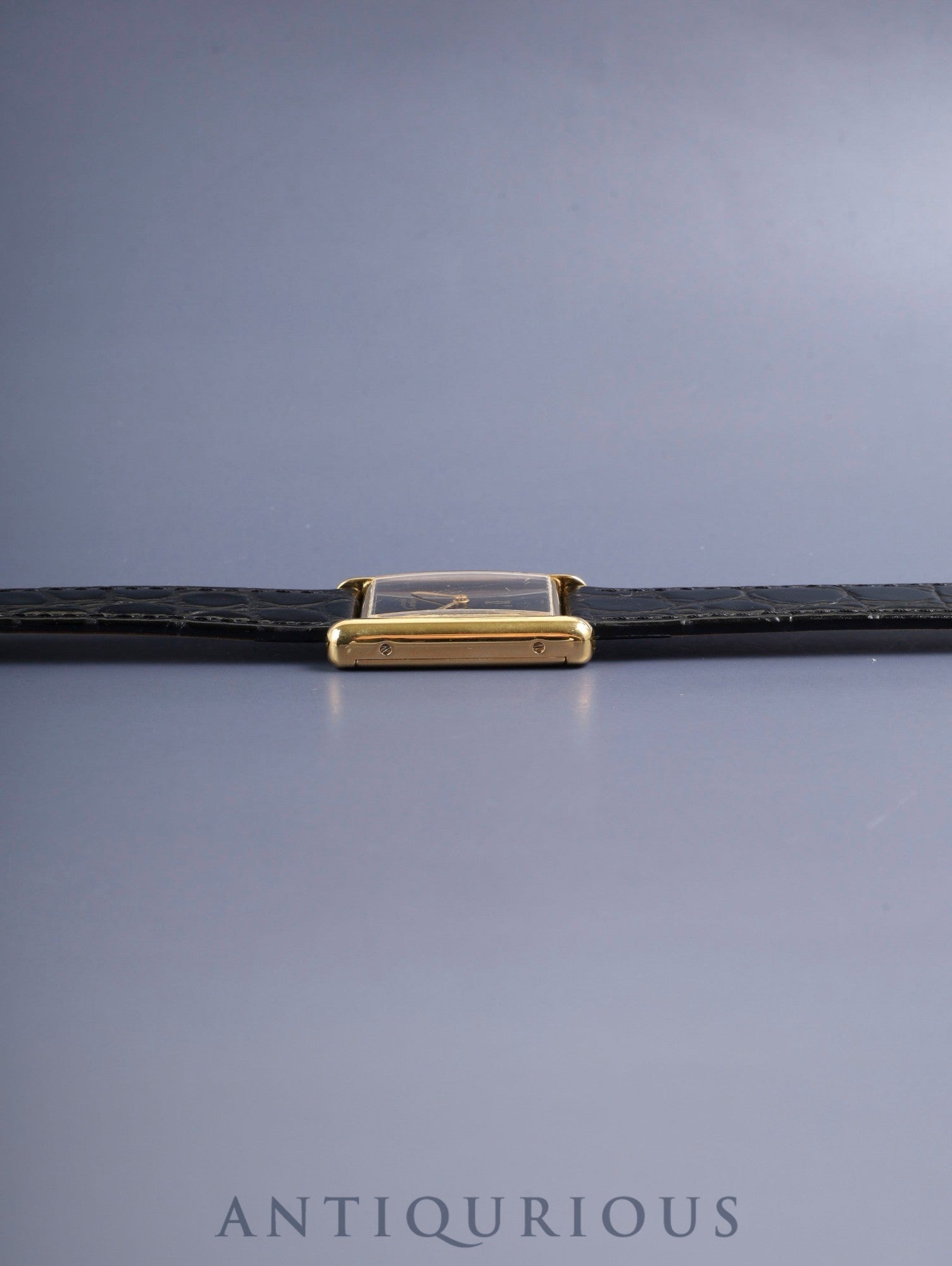 カルティエ マストタンク LM 6 手巻き Cal.78-1 SV925 革 純正ピンバックル（GP）オニキス文字盤（SWISS表記）オーバーホール済み 新品仕上げ済み