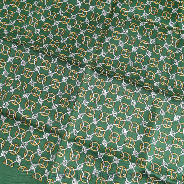 Hermes scarf Carre 45 all-over pattern green 100% SILK