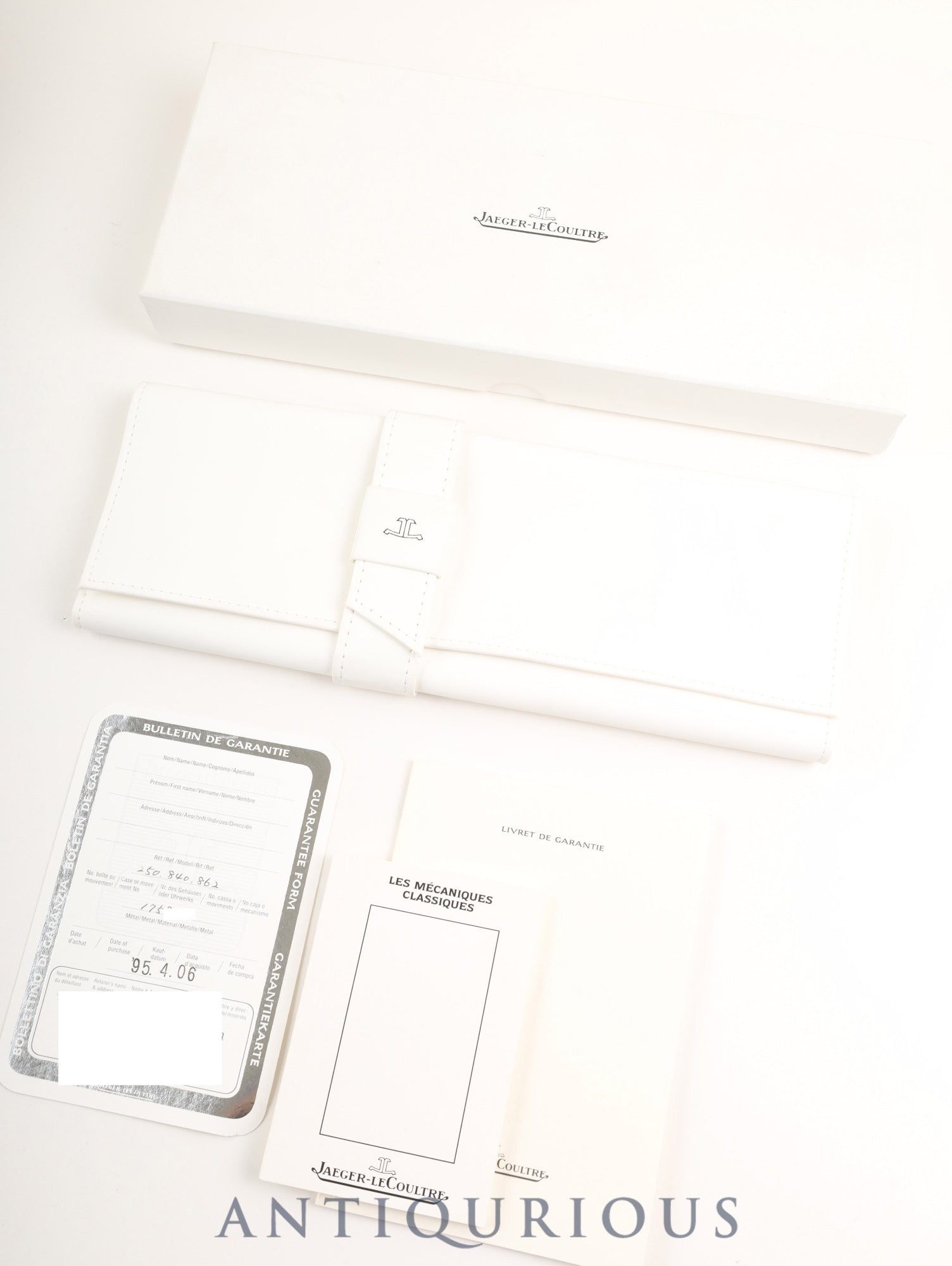 Jaeger-LeCoultre Reverso Classic 250.8.86 Manual Winding Cal.846/1 Leather Genuine Buckle (SS) Silver Arabic Dial (Case Back Engraved) Box, Case, Booklet, Warranty Card (1995) Overhauled