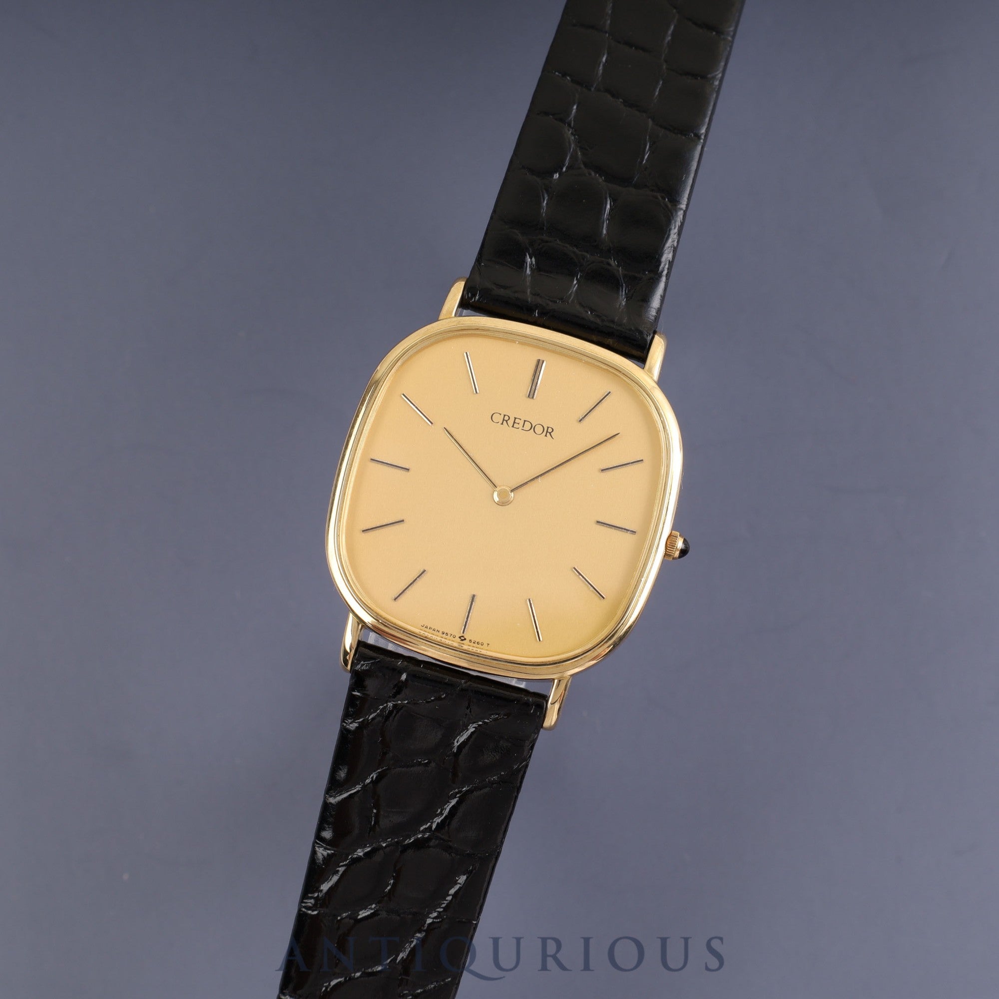 Seiko Credor 9570-5230 Quartz K18YG Leather Gold Dial | 東京銀座のヴィンテージウォッチ専門店  - ANTIQURIOUS