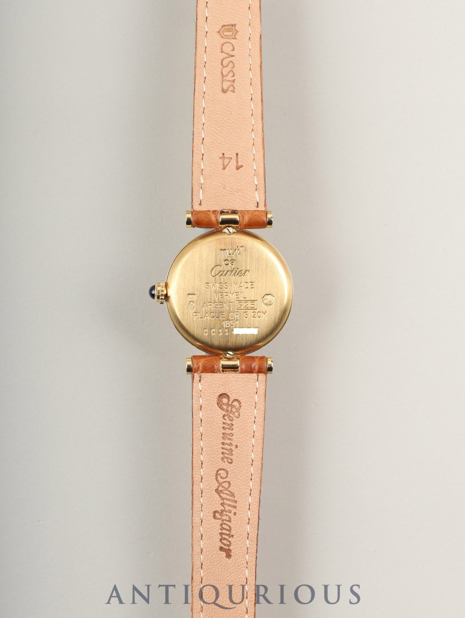 カルティエ マスト ヴァンドーム VLC SM W1009854 / 1851 クォーツ Cal.90 SV925 革 純正Dバックル（GP）アラビア文字盤 箱 オーバーホール済み