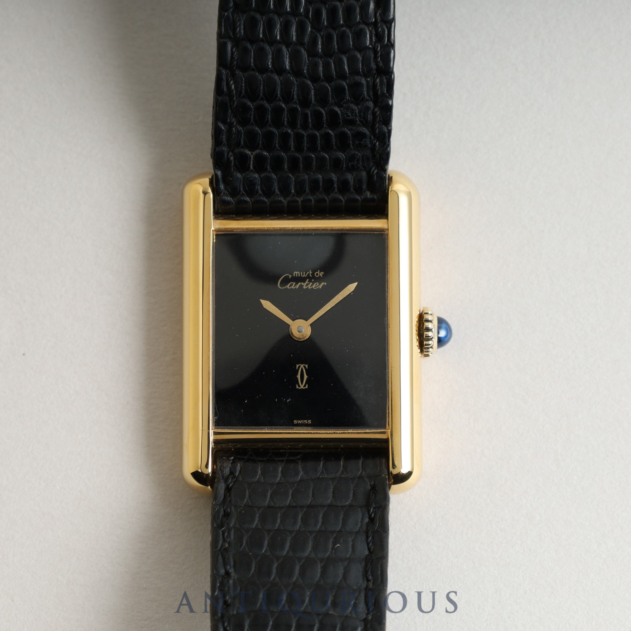 CARTIER Cartier Must Tank SM Manual winding Onyx dial Genuine buckle Genuine belt Newly finished