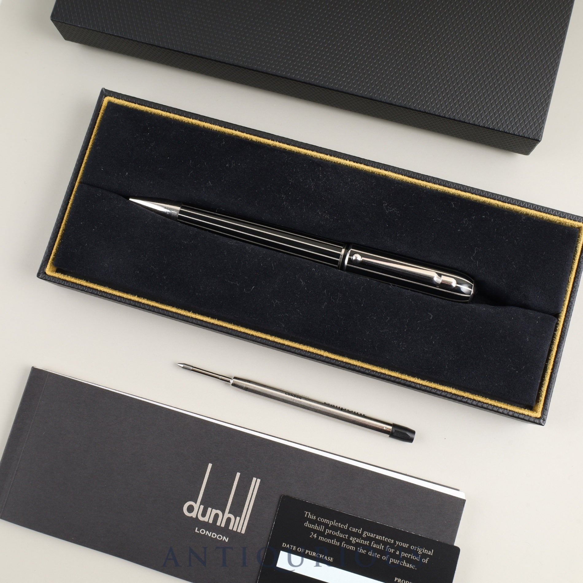ダンヒル ボールペン サイドカー ツイスト式 GP ブラック×シルバー 箱 冊子 保証書 未使用純正リフィル（ブラック）