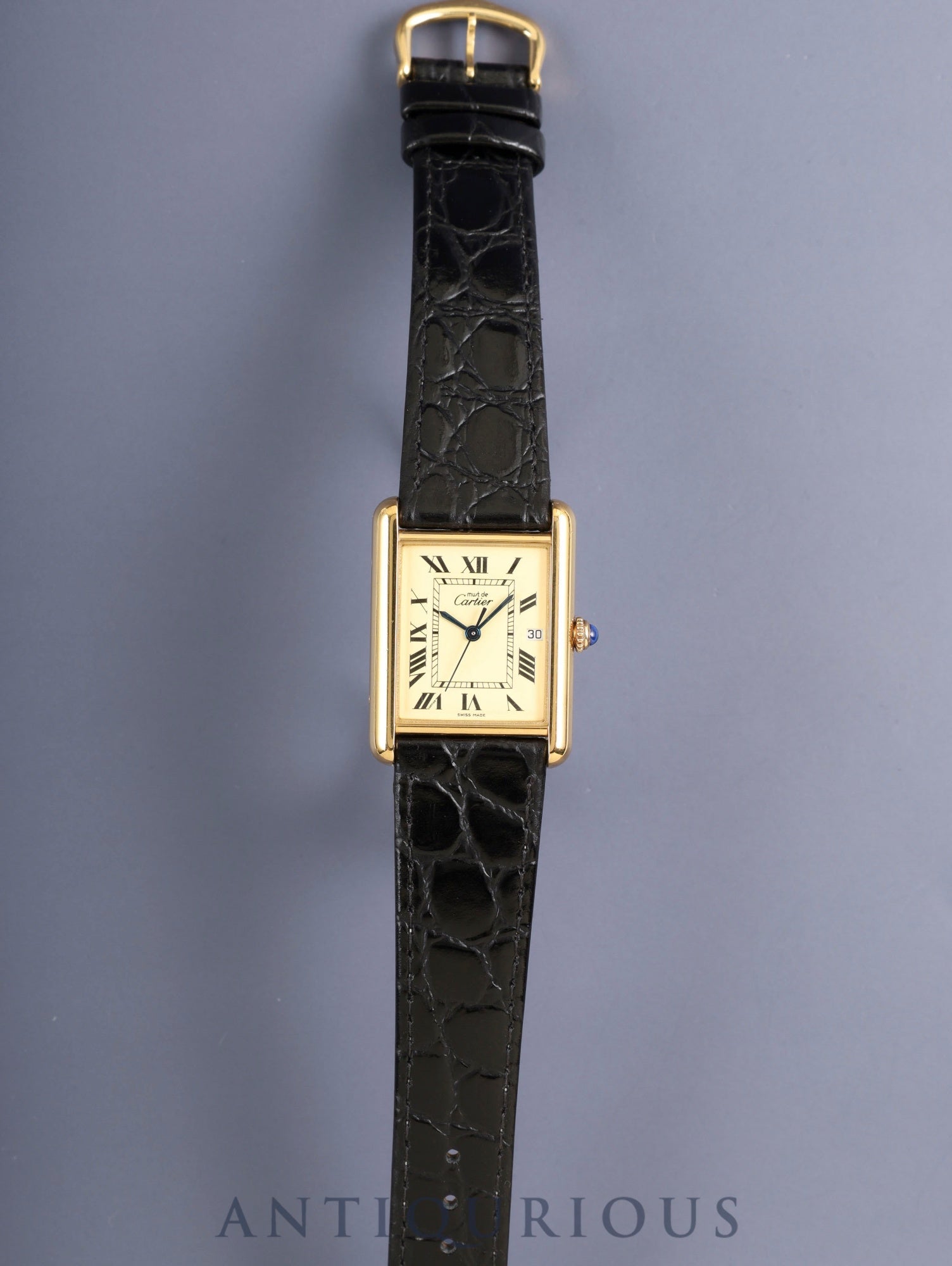 Cartier Must Tank GM (XL) 2413 Quartz Cal.687 SV925 Leather Genuine Pin Buckle (GP) Ivory Roman Dial (SWISS MADE marking) Box Manual Warranty (blank) Overhauled