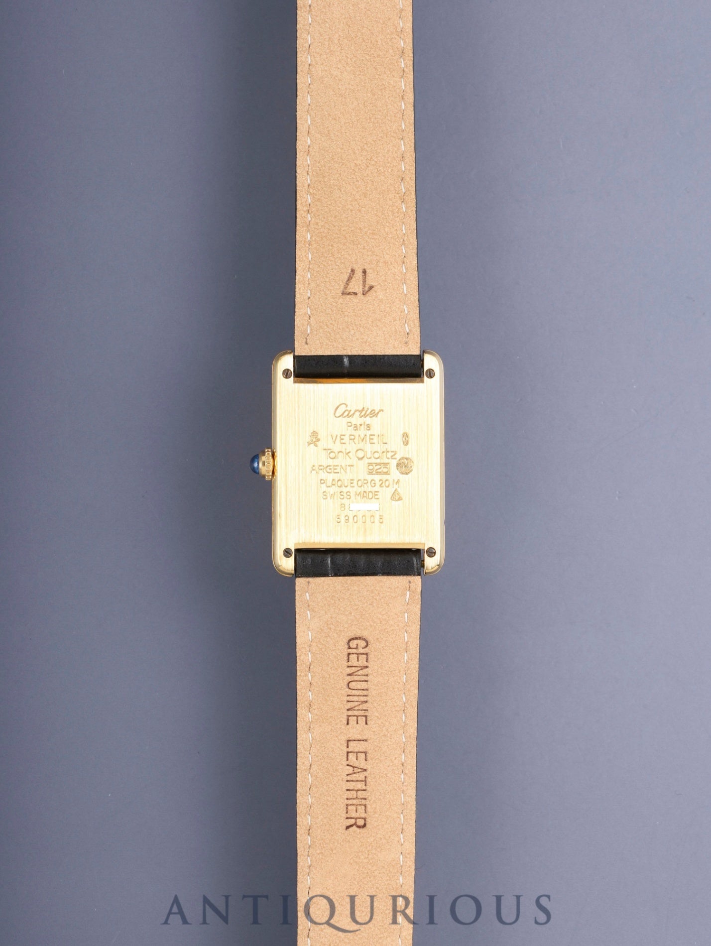 カルティエ マストタンク LM 590005 クォーツ Cal.90 SV925 革 純正Dバックル（GP）アラビア文字盤（SWISS表記）オーバーホール済み 新品仕上げ済み