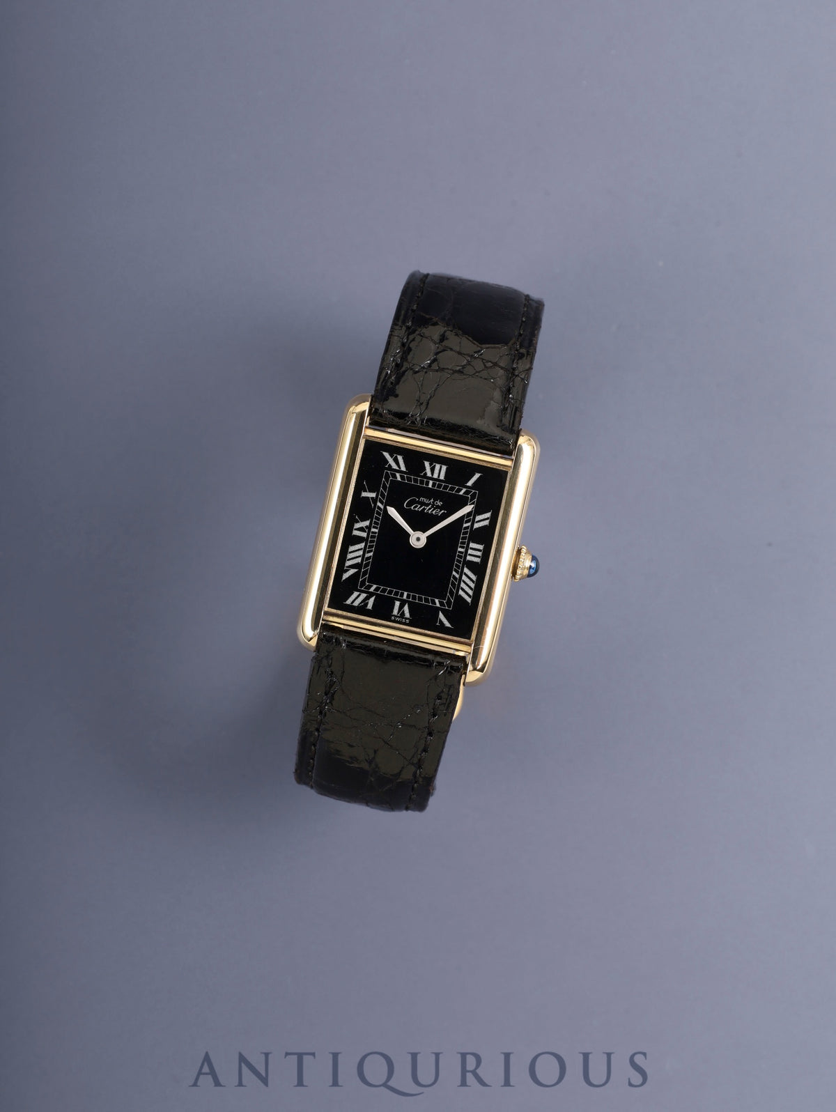 Cartier Must Tank LM 81974913 Manual Winding Cal.78-1 SV925 Original Leather Strap Original D-Buckle (GP) Black Roman Dial (SWISS marking) Overhauled