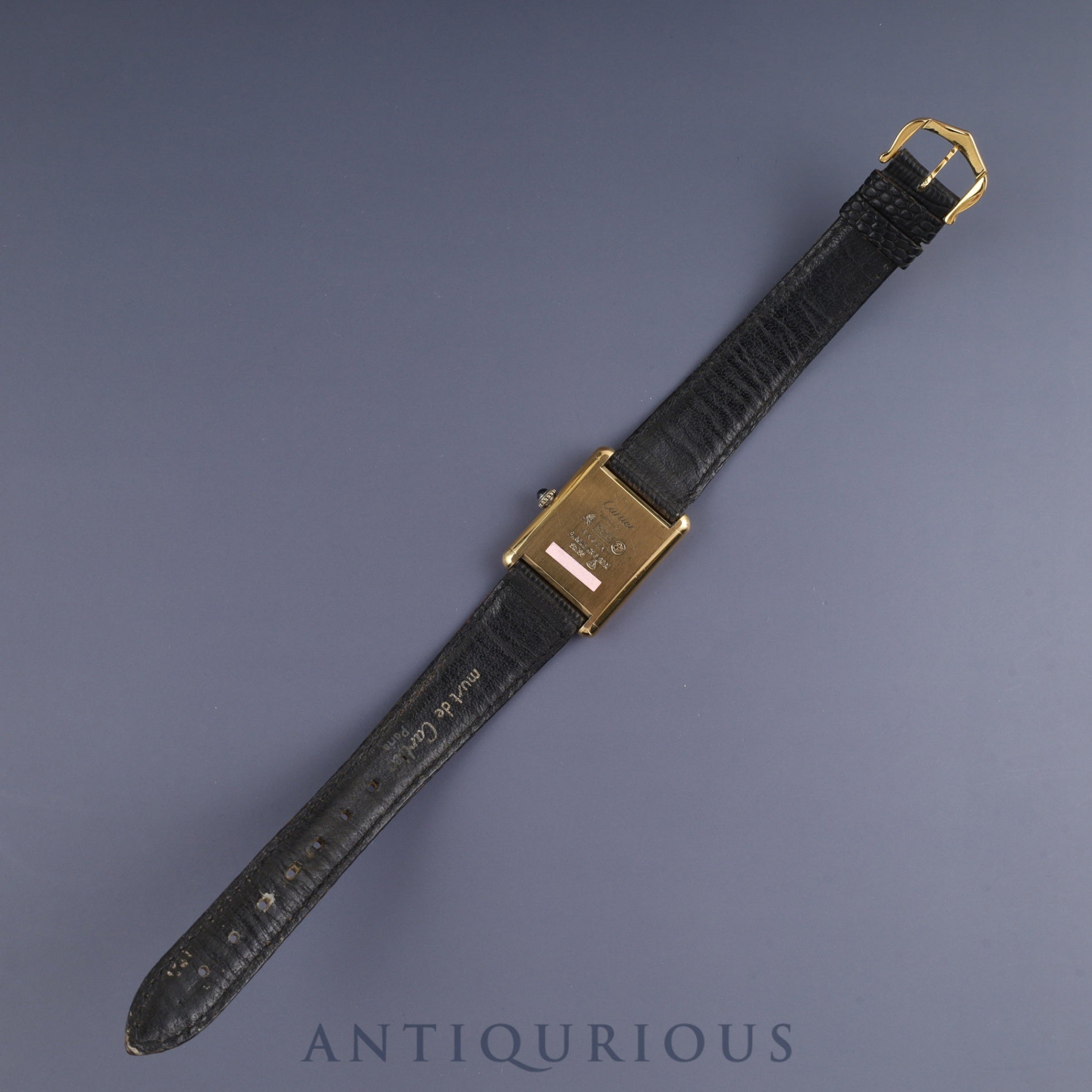 Cartier Must Tank LM Manual winding Cal.78-1 SV925 Genuine leather strap Genuine buckle (GP) Black Roman dial Overhauled