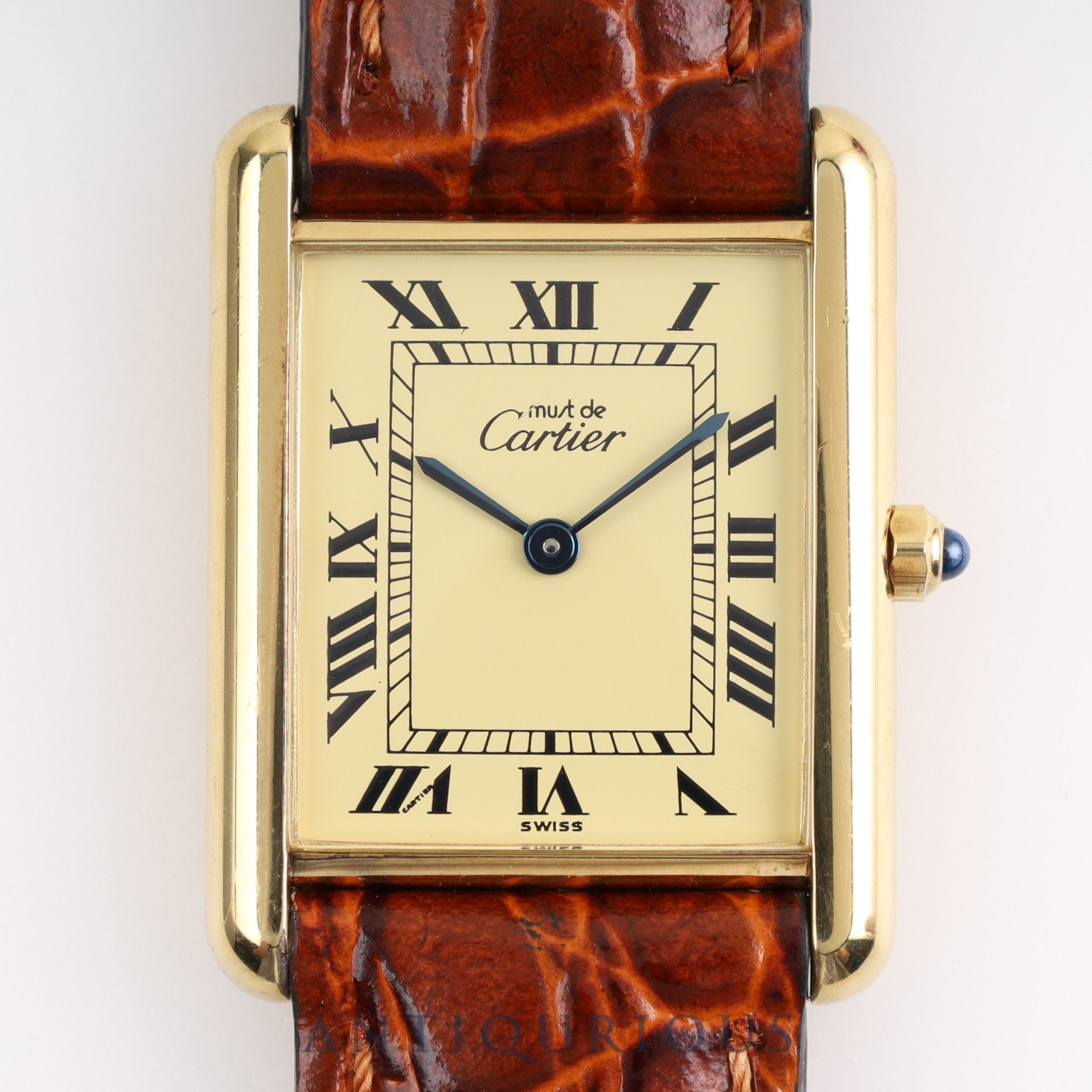 Cartier Must Tank LM QZ 6 81006 SV925 Leather Genuine Buckle Ivory Dial Box Warranty (1987)