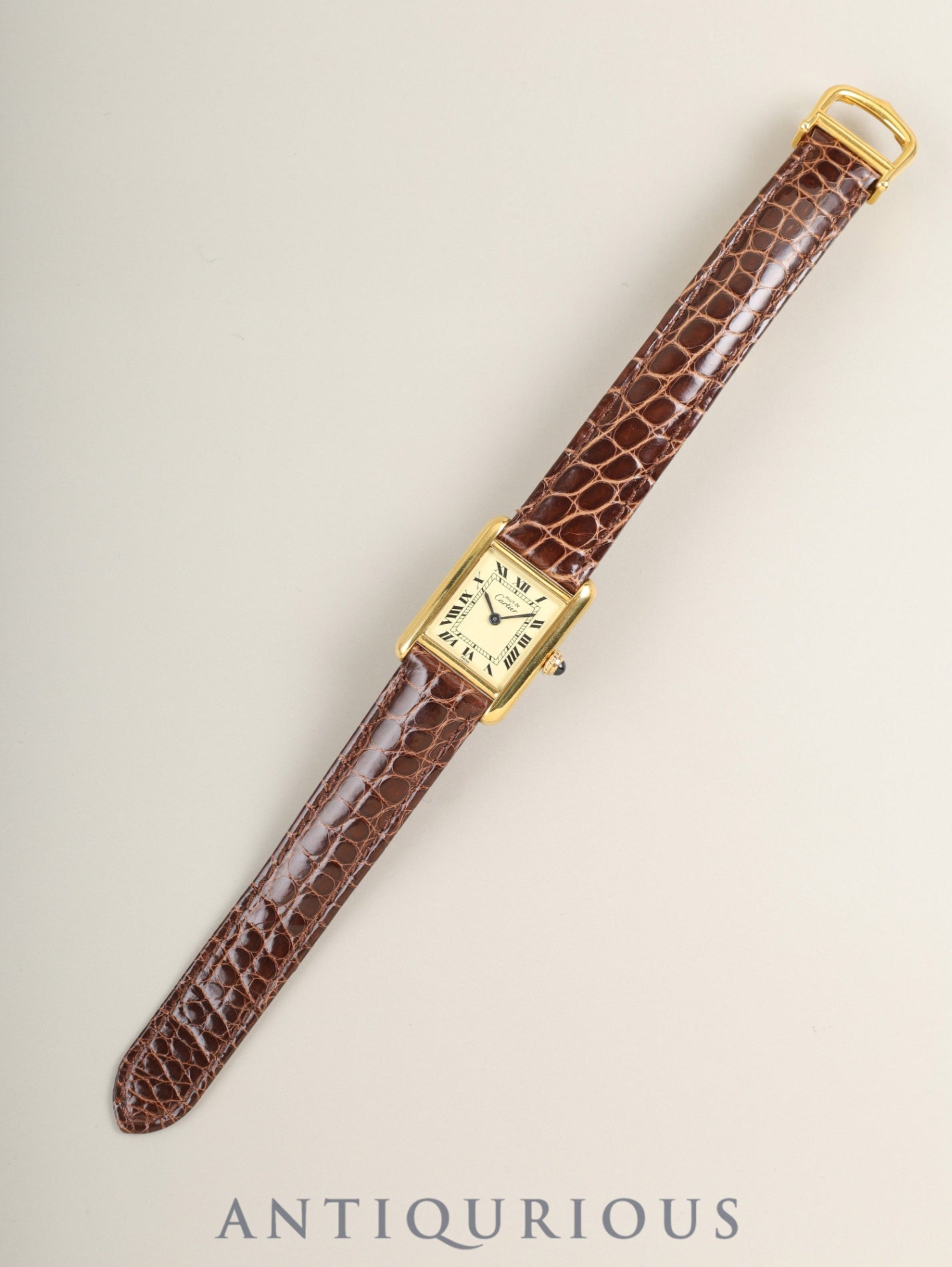 Cartier Must Tank SM 5057001 Quartz Cal.057 SV925 Leather Genuine D-Buckle (GP) Ivory Roman Dial (SWISS marking) Warranty (1989) Overhauled