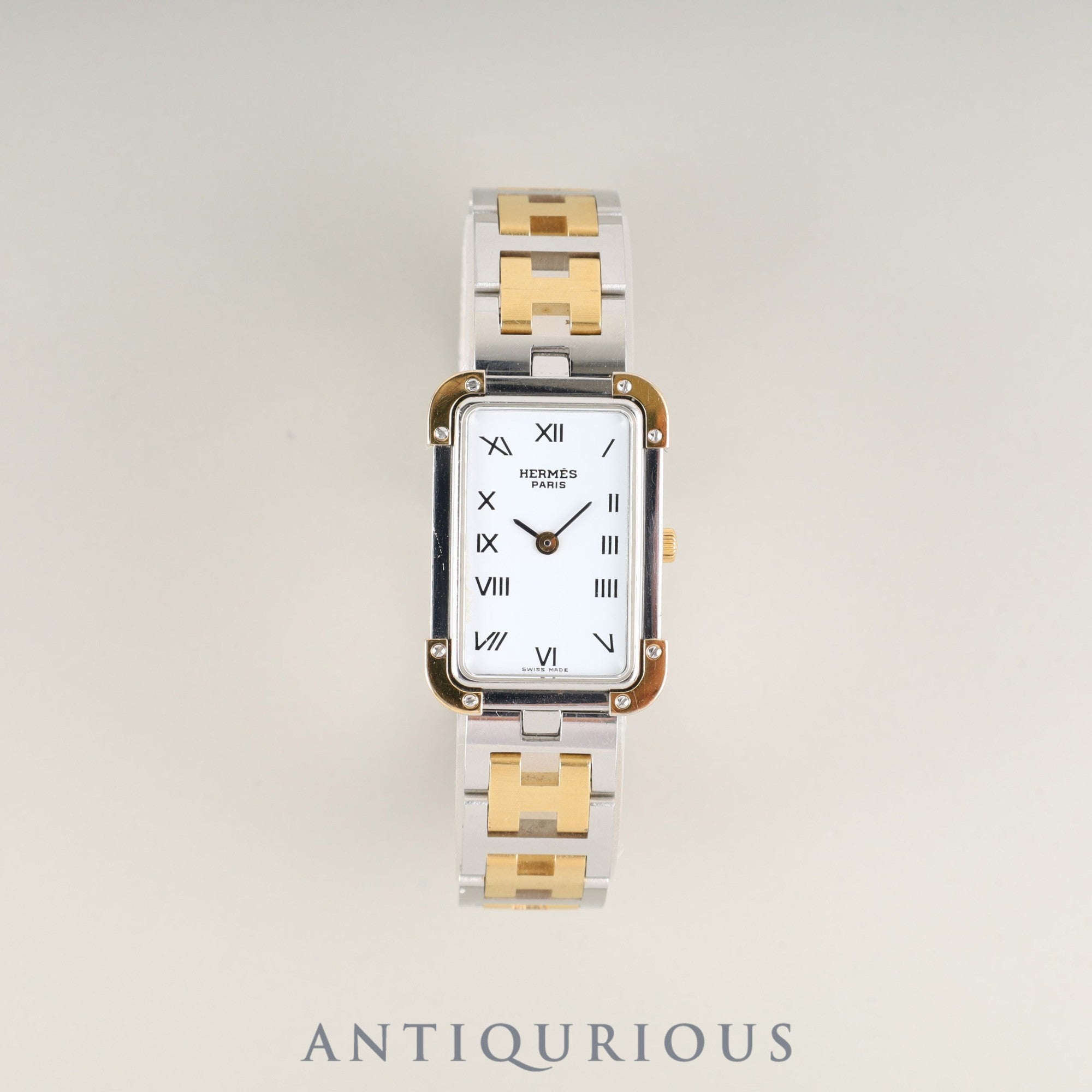 HERMES 腕時計クォーツクロアジュール ホワイト文字盤 エルメス クロアジュール CR1.240 クォーツ Cal.976.001 SS/GP