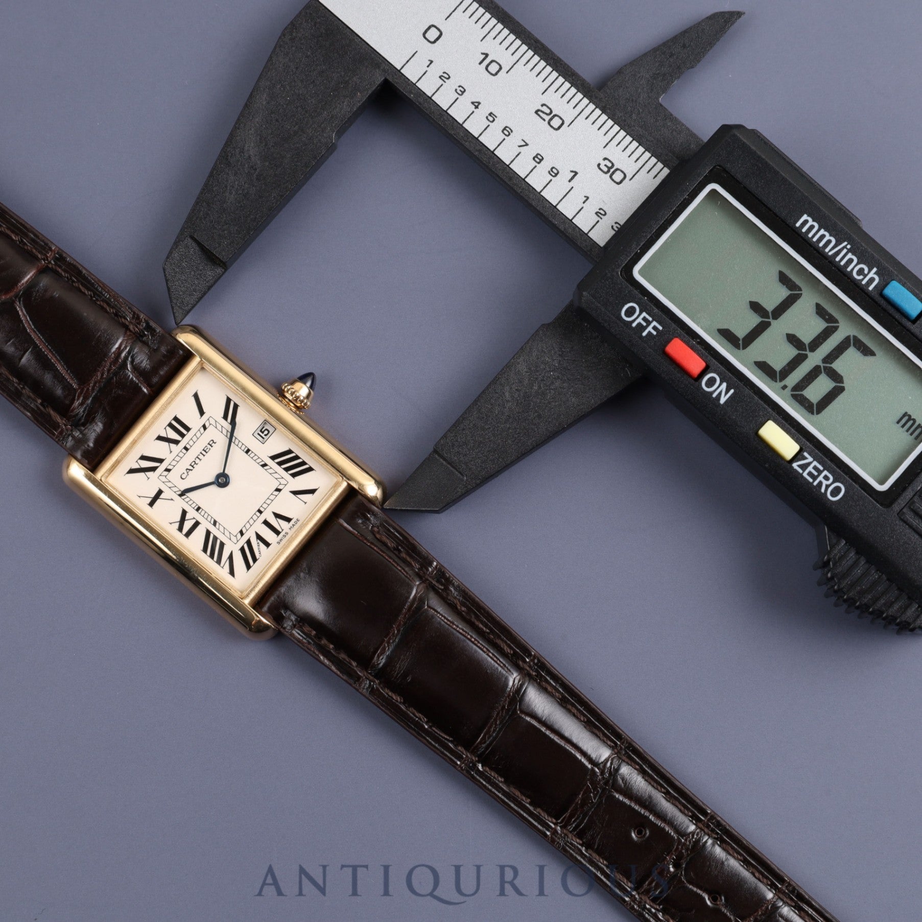 CARTIER TANK LOUIS CARTIER LM W1529756 / 2441 Quartz Cal.688 YG Genuine leather Genuine buckle (750) White Roman dial Warranty (2011) Overhauled