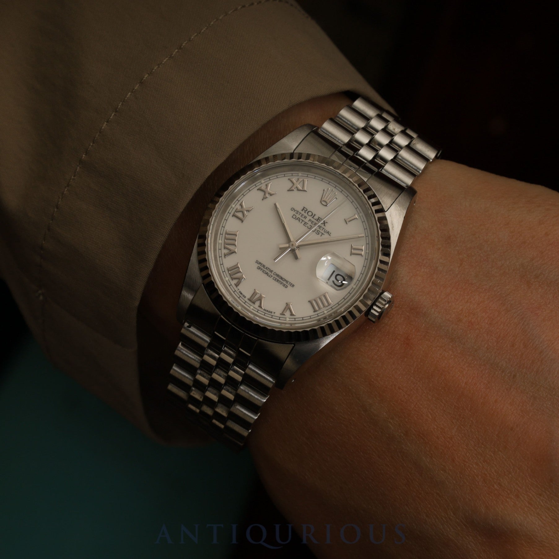 ロレックス デイトジャスト 36 16234 自動巻き Cal.3135 SS/WG SS ホワイト文字盤 X番（1991年）オーバーホール済み