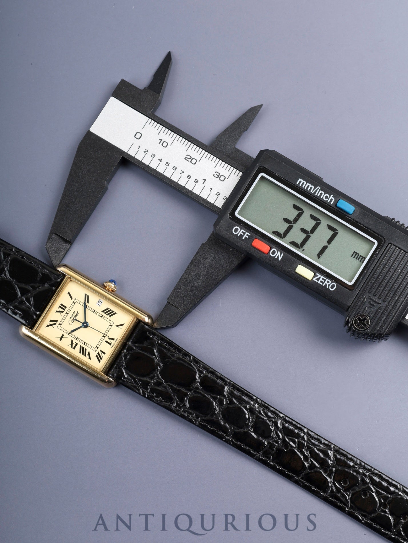 Cartier Must Tank GM (XL) 2413 Quartz Caliber 687 SV925 Leather Strap with Genuine GP Buckle, Ivory Roman Dial (SWISS MADE Marking), Overhauled