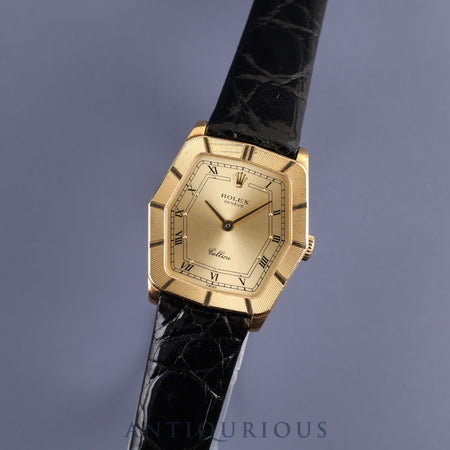 Rolex Cellini 4160 Manual winding Cal.1601 18K Leather Genuine buckle (GP) Champagne Roman dial No. 69 (1981) Overhauled