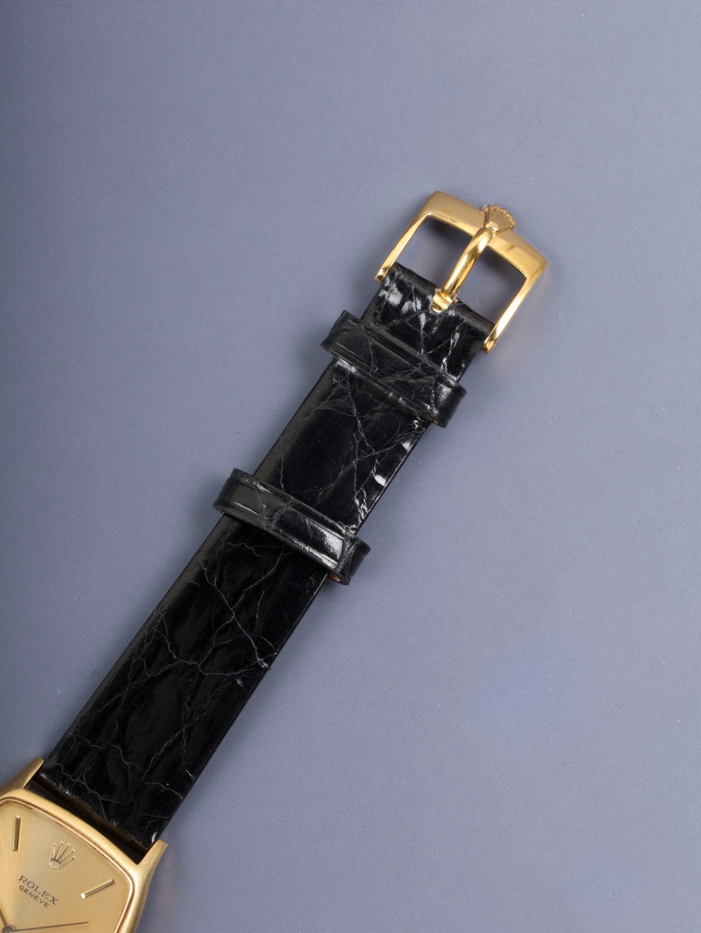 ロレックス チェリーニ 3807/8 手巻き Cal.1600 750YG 革 純正ピンバックル（GP）シャンパン文字盤（SWISS表記） 39番台（1973年）国際サービス保証書（2015年）メーカー修理明細書（2015年 / 個人名記載あり）オーバーホール済み