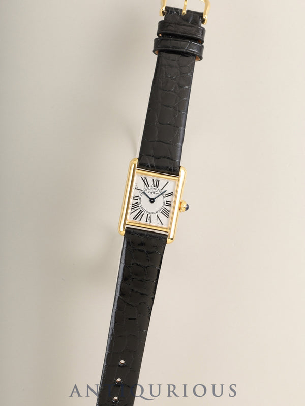 カルティエ マストタンク SM 5057001 クォーツ Cal.057 SV925 革 純正ピンバックル（GP）オパラン文字盤（SWISS表記）オーバーホール済み 新品仕上げ済み