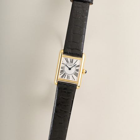 カルティエ マストタンク SM 5057001 クォーツ Cal.057 SV925 革 純正ピンバックル（GP）オパラン文字盤（SWISS表記）オーバーホール済み 新品仕上げ済み