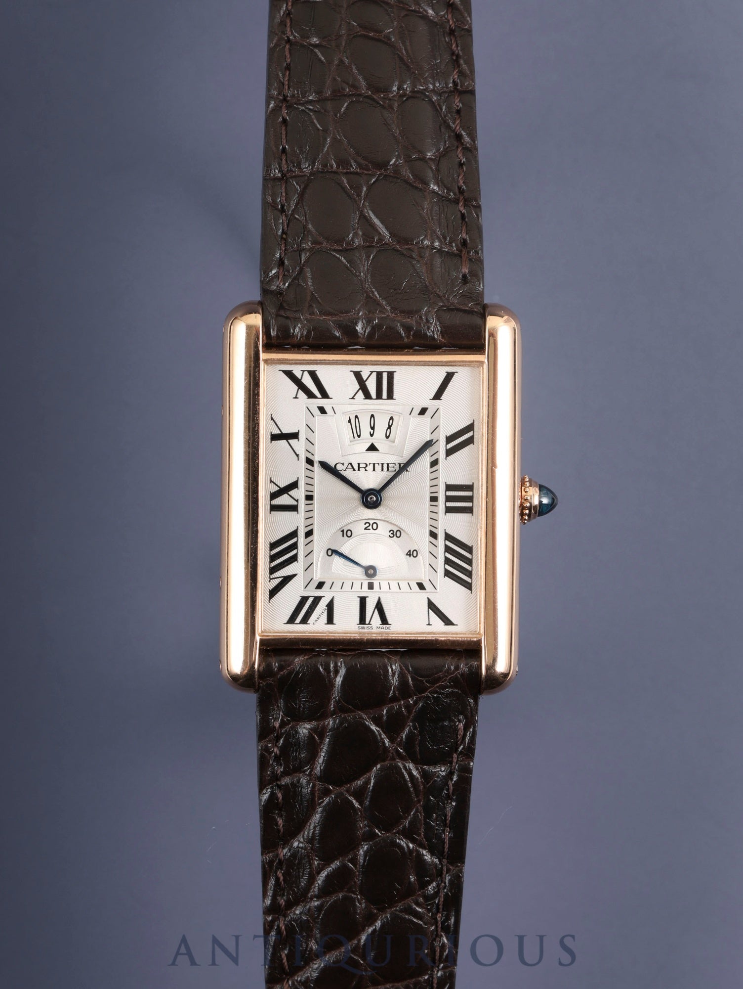 カルティエ タンクルイカルティエ XL W1560003 / 3185 自動巻き Cal.9753MC AU750（PG） 革 純正Dバックル（AU750）PG シルバーギョーシェ文字盤 箱 保証書（2017年） オーバーホール済み