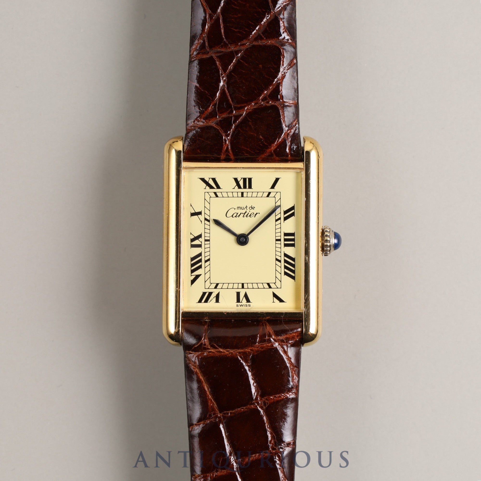 CARTIER Must Tank LM Manual winding Cal.78-1 SV925 Leather Genuine buckle (GP) Ivory dial Overhauled