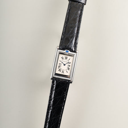 カルティエ タンク バスキュラント MM W1011258 / 2405 クォーツ Cal.059 SS 革 純正ピンバックル（SS） ホワイトローマン文字盤 オーバーホール済み