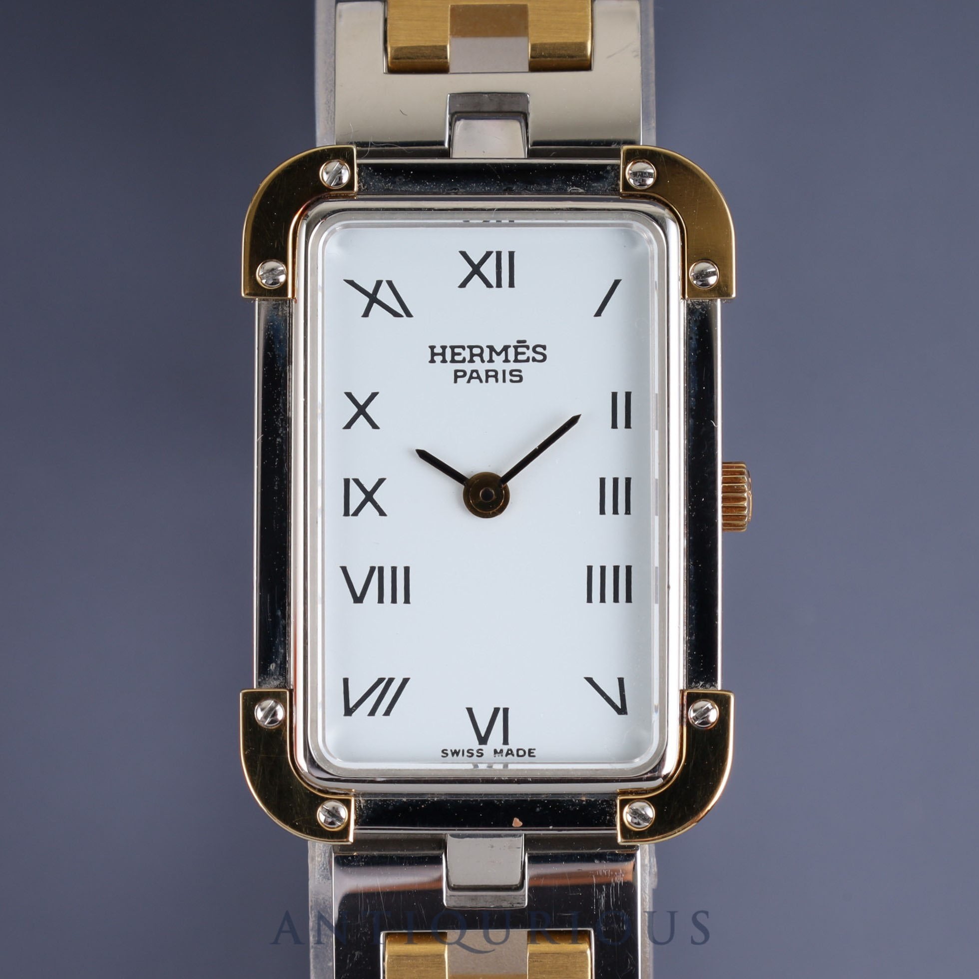 Hermes Cloajour CRI.240 Quartz Cal.976.001 SS/GP SS/GP White Dial Box Warranty (2010) Overhauled