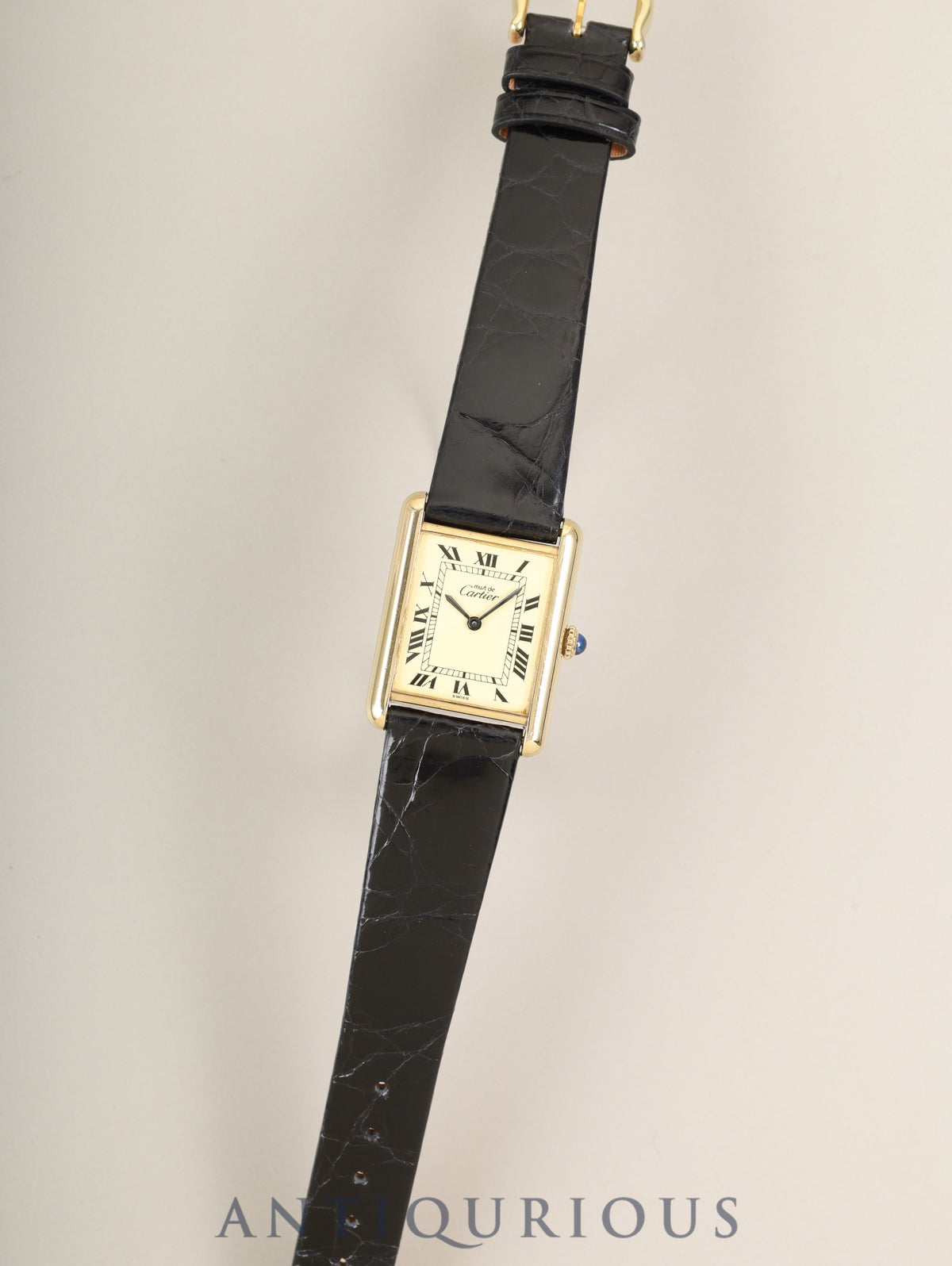 カルティエ マストタンク LM 6 手巻き Cal.78-1 SV925 革 純正ピンバックル（GP）アイボリーローマン文字盤（SWISS表記） オーバーホール済み