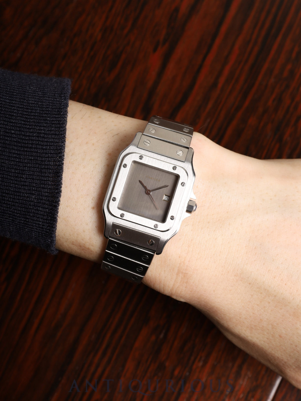 Cartier Santos Carre LM 81035388 / 2960 Automatic Cal.- SS SS Ghost Gray Dial (SWISS表記) Box, booklet, warranty card (1986) Complete service performed at Cartier Boutique in Cannes, France