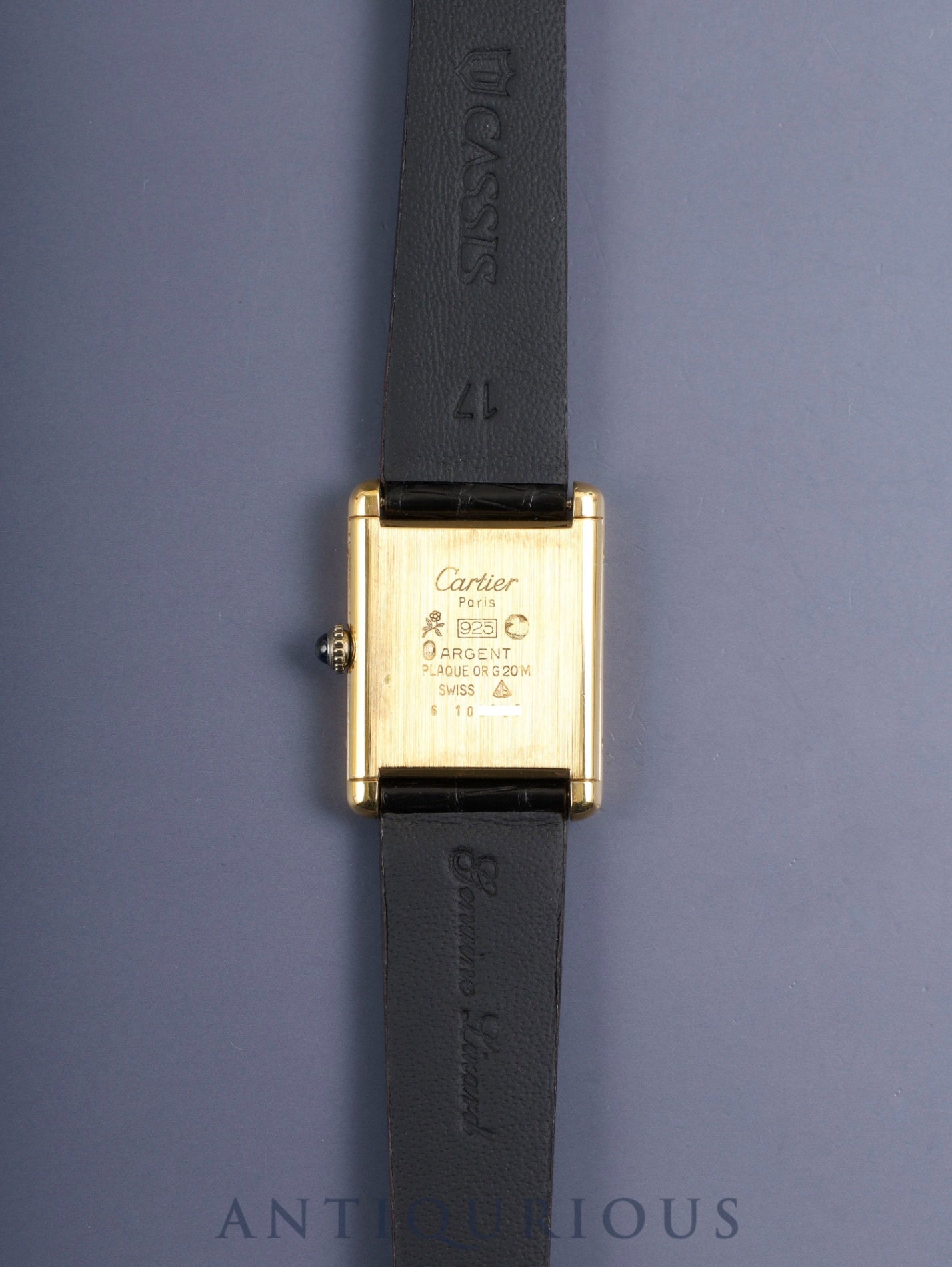 カルティエ マストタンク LM 手巻き Cal.78-1 SV925 革 純正ピンバックル（GP）オニキス文字盤（SWISS表記）オーバーホール済み 新品仕上げ済み