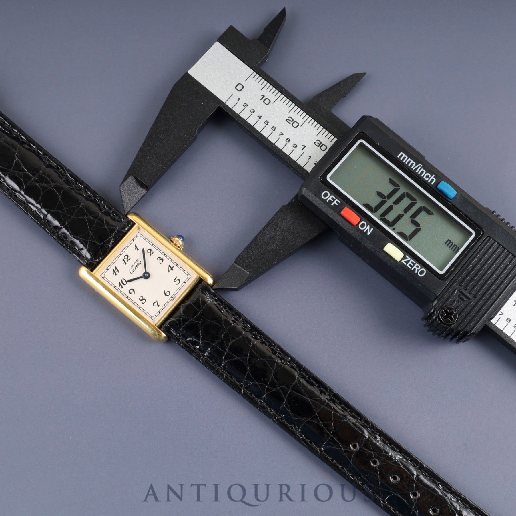 カルティエ マストタンク LM 590005 クォーツ Cal.90 SV925 革 純正尾錠（GP） アラビア文字盤 オーバーホール済み 新品仕上げ済み