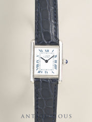Cartier Must Tank SM 1614 Quartz Cal. 057 SV925 Leather Genuine D-buckle (SS) White Roman Dial (SWISS marking) with Genuine Leather Strap Overhauled