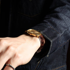 Rolex Cellini 4113 Manual Winding Caliber 1600 750 Leather Strap with Genuine Buckle (GP) Champagne Dial No. 42 (1974) Overhauled