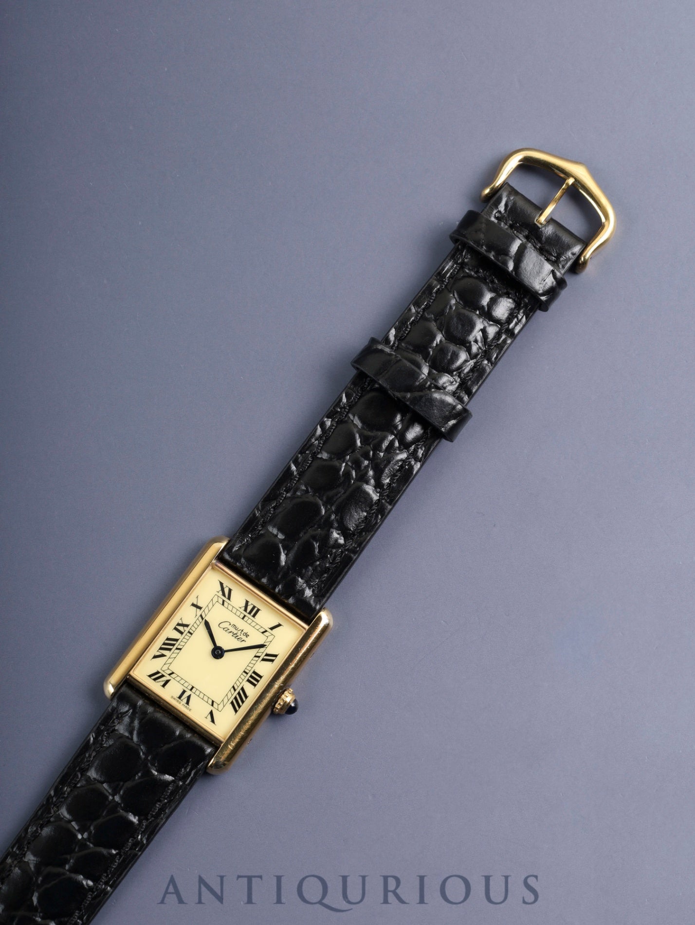 カルティエ マストタンク LM W1002754 / 1615 クォーツ SV925 革 純正ピンバックル（GP） アイボリーローマン文字盤（SWISS MADE表記）カルティエブティックにてコンプリートサービス（フルメンテナンス）済み