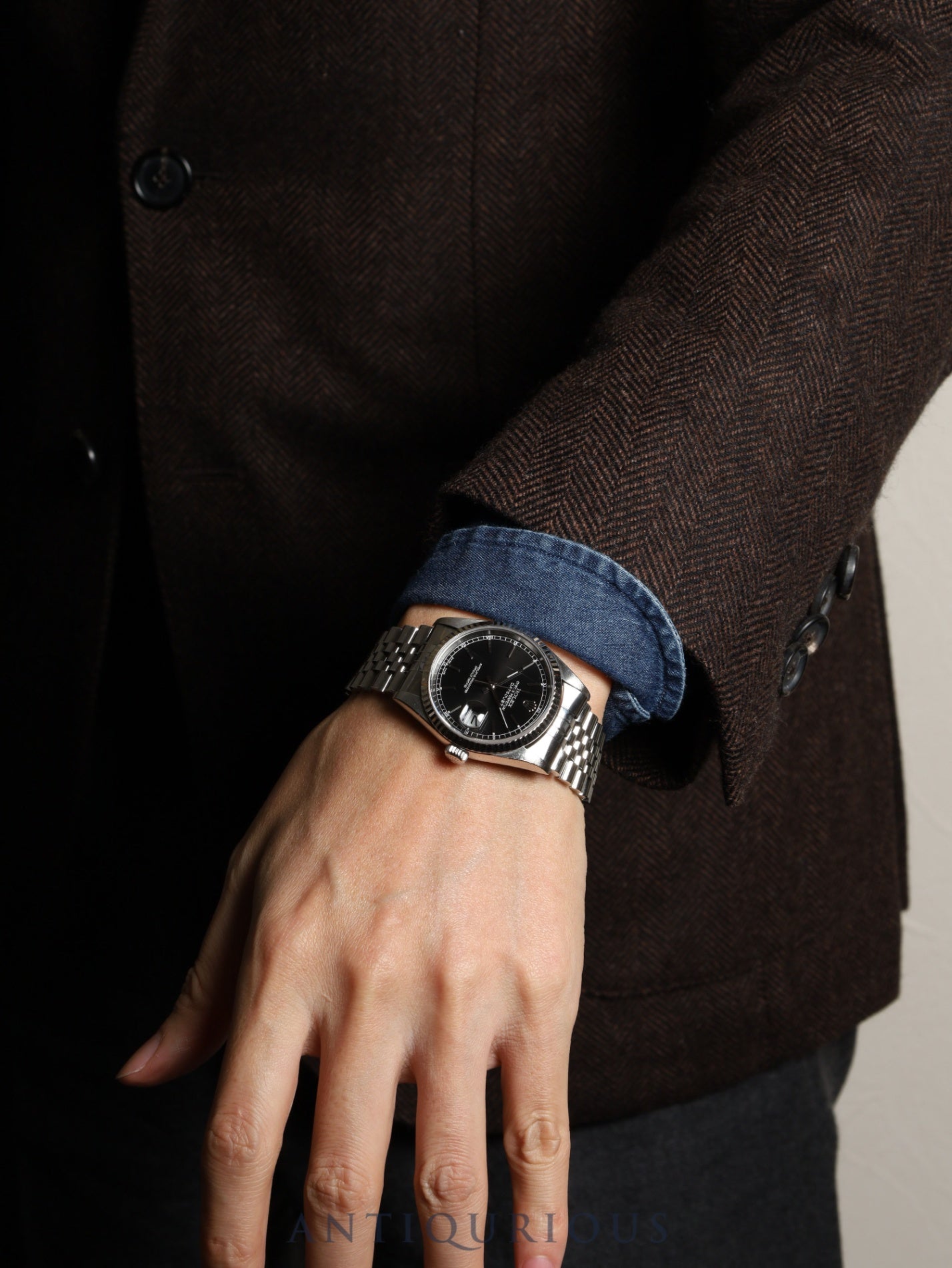 ロレックス デイトジャスト 16234 自動巻き Cal.3135 SS/WG SS ブラック文字盤 U番（1997） 保証書（1999年） 国際サービス保証書（2018年）オーバーホール済み