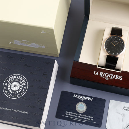 Longines La Grande Classique de L4.766.1.57.2 Quartz GP Genuine leather strap Genuine buckle (GP) Black dial Box Warranty card Instruction manual