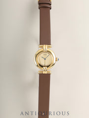 Cartier Must Colisee 590002 Quartz Caliber 90 SV925 Leather Strap Genuine Buckle (GP) Gold Dial Warranty (1992) Overhauled