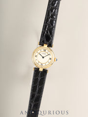 Cartier Must Vendôme VLC SM 590004 Quartz Cal. 690 SV925 Leather Genuine Pin Buckle (GP) Ivory Four-Hour-Marker Roman Dial (SWISS Marking) Overhauled