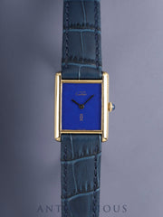 Cartier Must Tank LM Hand-wound Cal.78-1 SV925 Leather Genuine Pin Buckle (GP) Lapis Lazuli Dial (SWISS MADE) Complete service performed at Cartier boutique