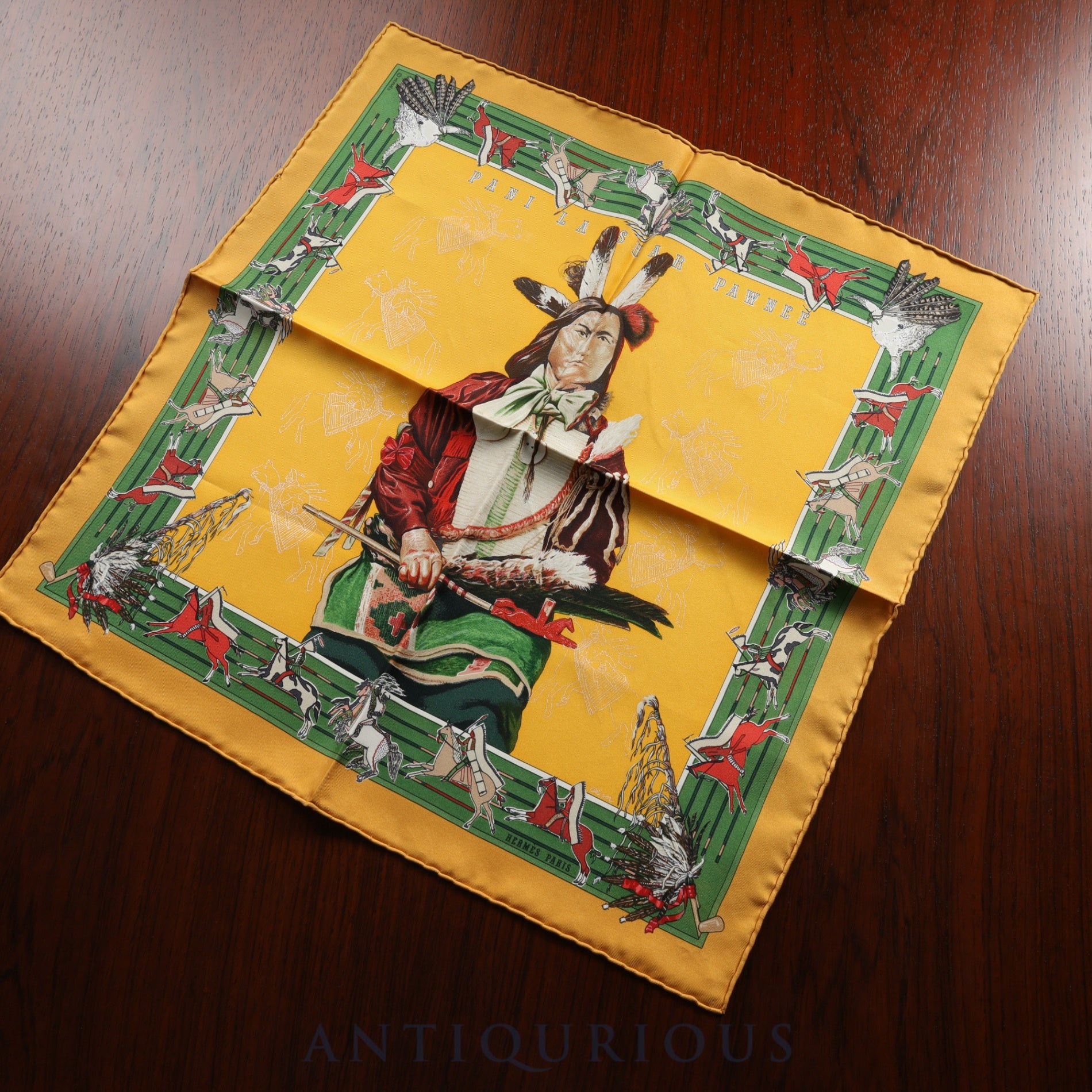 HERMES エルメス カレ45 スカーフ シルク PANI LA SHAR PAWNEE【CHAFC058】