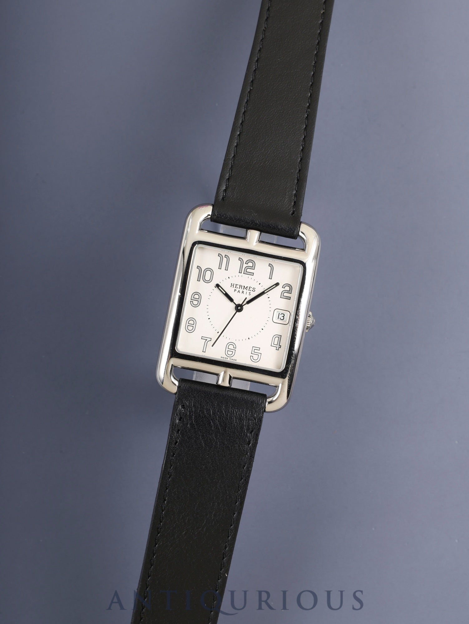 Hermes Cape Cod CC1.810 Quartz Cal.164111 Stainless Steel Leather Strap Original Buckle (Stainless Steel) Silver Arabic Dial Overhauled