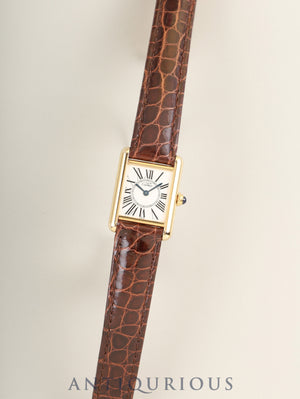 Cartier Must Tank SM W1005554 / 5057001 Quartz Cal.057 SV925 Leather Genuine Deployant Buckle (GP) Opaline Dial (SWISS marking) Overhauled